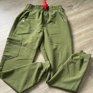 Figs Green Women's Joggers with Red Drawstring